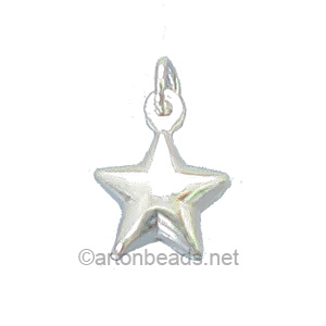 Sterling Silver Charm - Star - 10x13mm - 2pcs - Click Image to Close