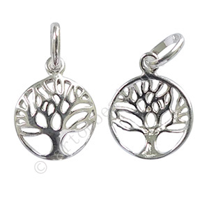 Sterling Silver Charm - Tree - 12mm - 1pc