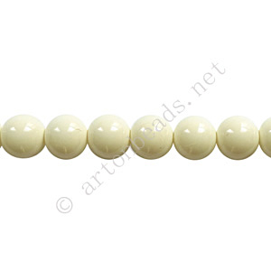 *Baking Painted Glass Bead - Round - white - 6mm - 65pcs