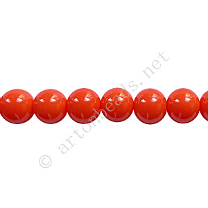*Baking Painted Glass Bead - Round - Coral - 6mm - 65pcs
