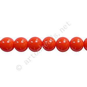 Baking Painted Glass Bead - Round - Coral - 6mm - 65pcs