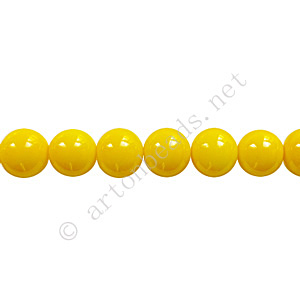 Baking Painted Glass Bead - Round - Yellow - 6mm - 65pcs