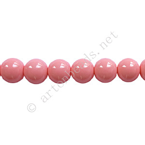*Baking Painted Glass Bead - Round - Pink - 6mm - 65pcs