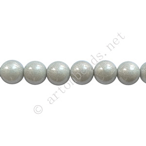 Baking Painted Glass Bead - Round - Silver Grey - 6mm - 65pcs