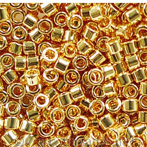Japanese Miyuki Delica Beads - Gold 24kt AB Plated-11/0 -1 Vial