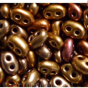 Twin 2-hole Seed Beads - Metallic Copper Mix - 2.5x5mm - 1 Vial