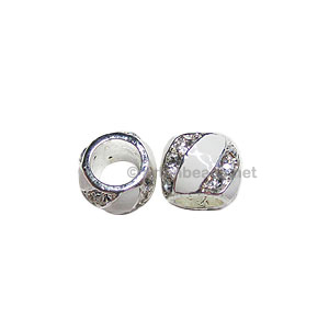Large Hole Metal Bead with Crystal and Enamel - 9.2x12.6mm-2pcs