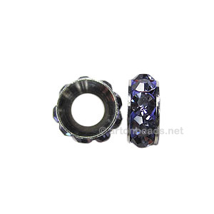 Large Hole Metal Bead with Crystals