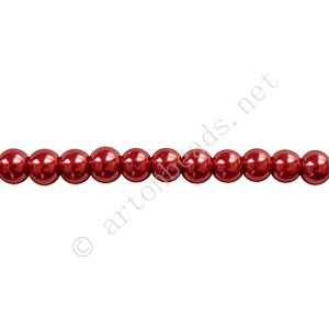 Raspberry Red - Chinese Glass Pearl - 6mm - 32"