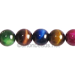 *Dyed (Mix Colors) Tiger's Eye - Round - 8mm