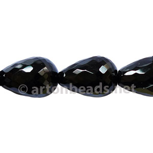 Black Agate - Faceted Drop - 18x13mm