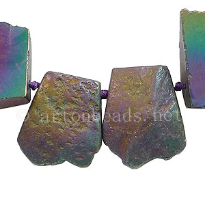 Agate - Trapezoid - Electroplated Rainbow - 19x32-25x42mm