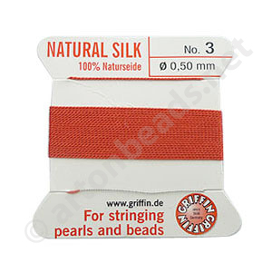 Silk Bead Cord - Coral - Size No.3