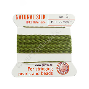 Silk Bead Cord - Olive - Size No.5