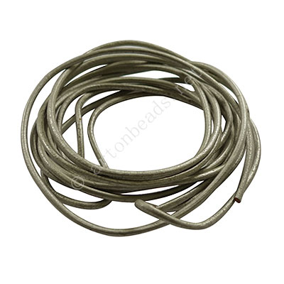 Genuine Leather Cord - Silver - 2mm x 2M