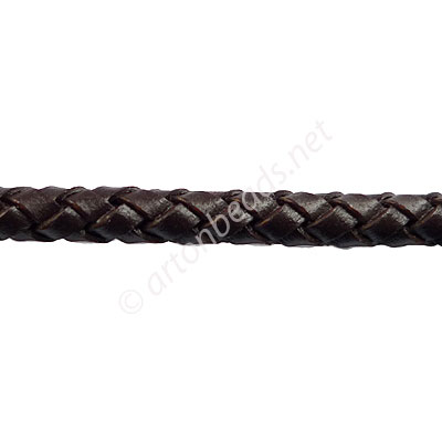 *Braided Genuine Leather Cord - Brown - 5mm x 1M