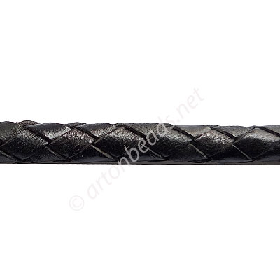 *Braided Genuine Leather Cord - Black - 6mm x 1M