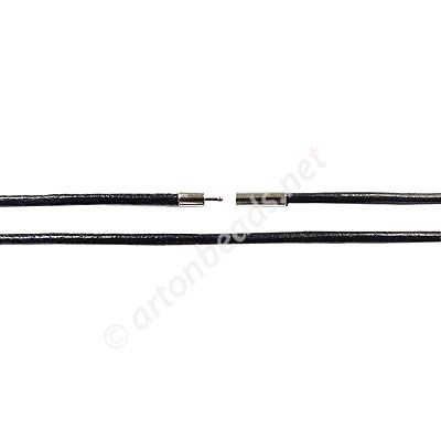 Ã—Leather Cord With Clasp - 2mm x 1 - 17"